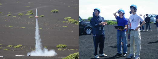 ロケットの発射、高校生たちの様子